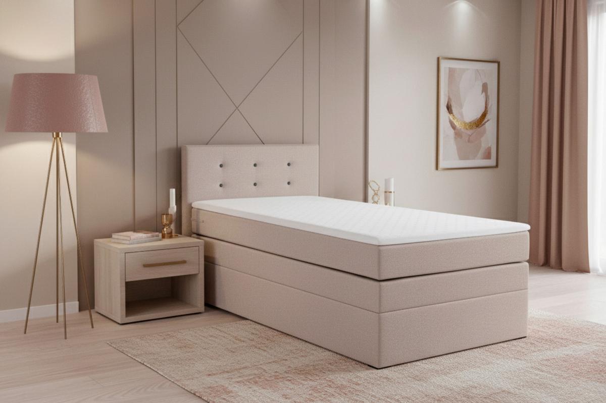 Boxspringbett Siam 2 90x200 Rosa - Schwarz/Rosa, MODERN, Holzwerkstoff/Textil (90/200cm)