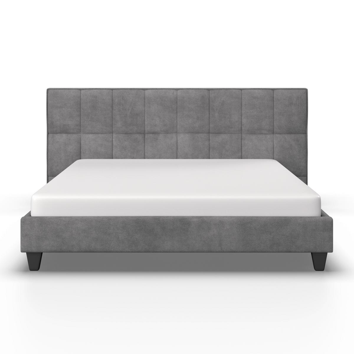Manželská postel s čelem VALERIA 180x200, šedá - šedá/černá, Moderní, dřevo/kompozitní dřevo (180/200cm) - Bessagi Home