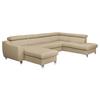 Wohnlandschaft Aspen Beige U-Form: 175 Cm - Chromfarben/Beige, Design, Leder/Textil (175/315/208cm) - Livetastic
