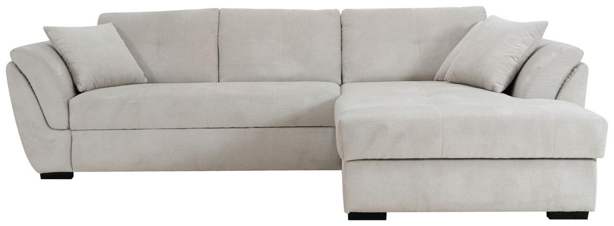 Ecksofa Berisso New Greige, Lf: 121x215 cm - Greige/Schwarz, KONVENTIONELL, Textil (278/187cm) - Ondega