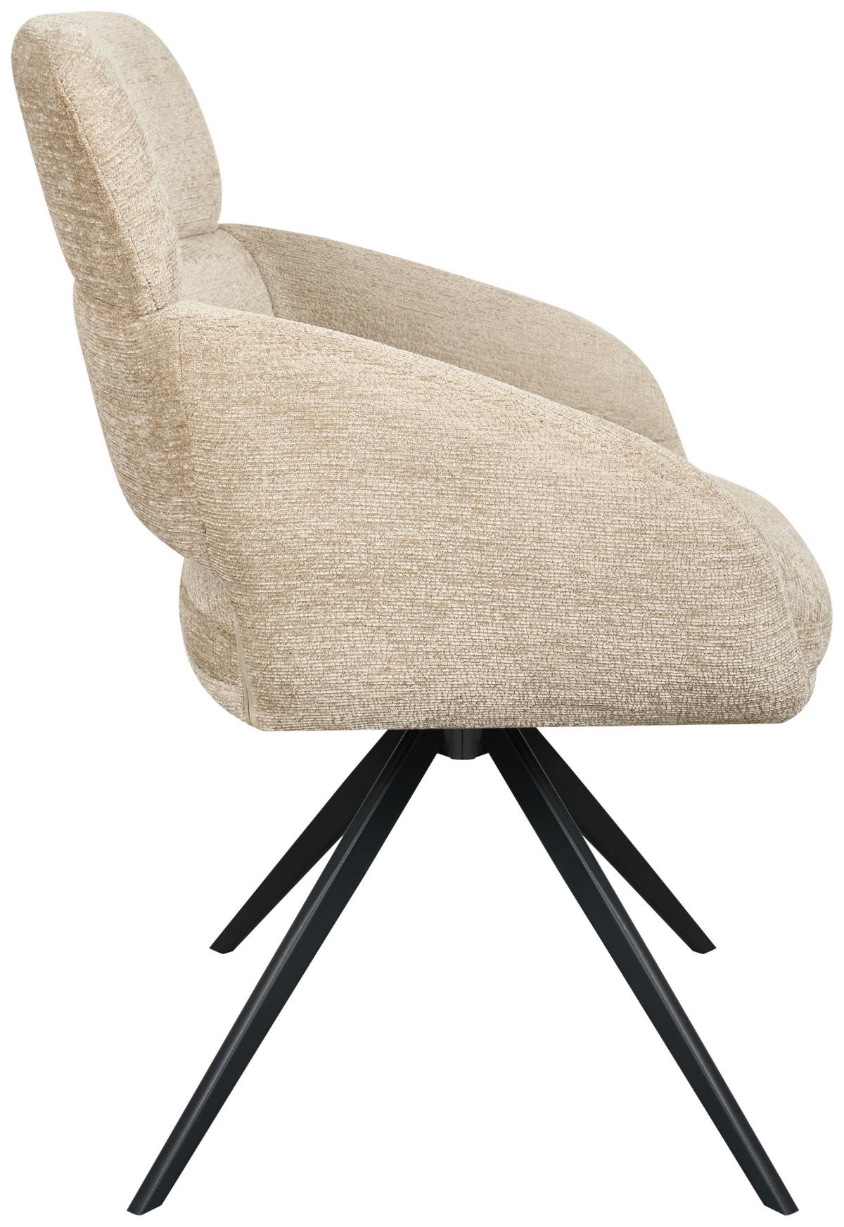 Armlehnstuhl Lyon Khaki B: 57,5 cm - Khaki/Schwarz, MODERN, Textil/Metall (57,5/85/61cm) - Livetastic