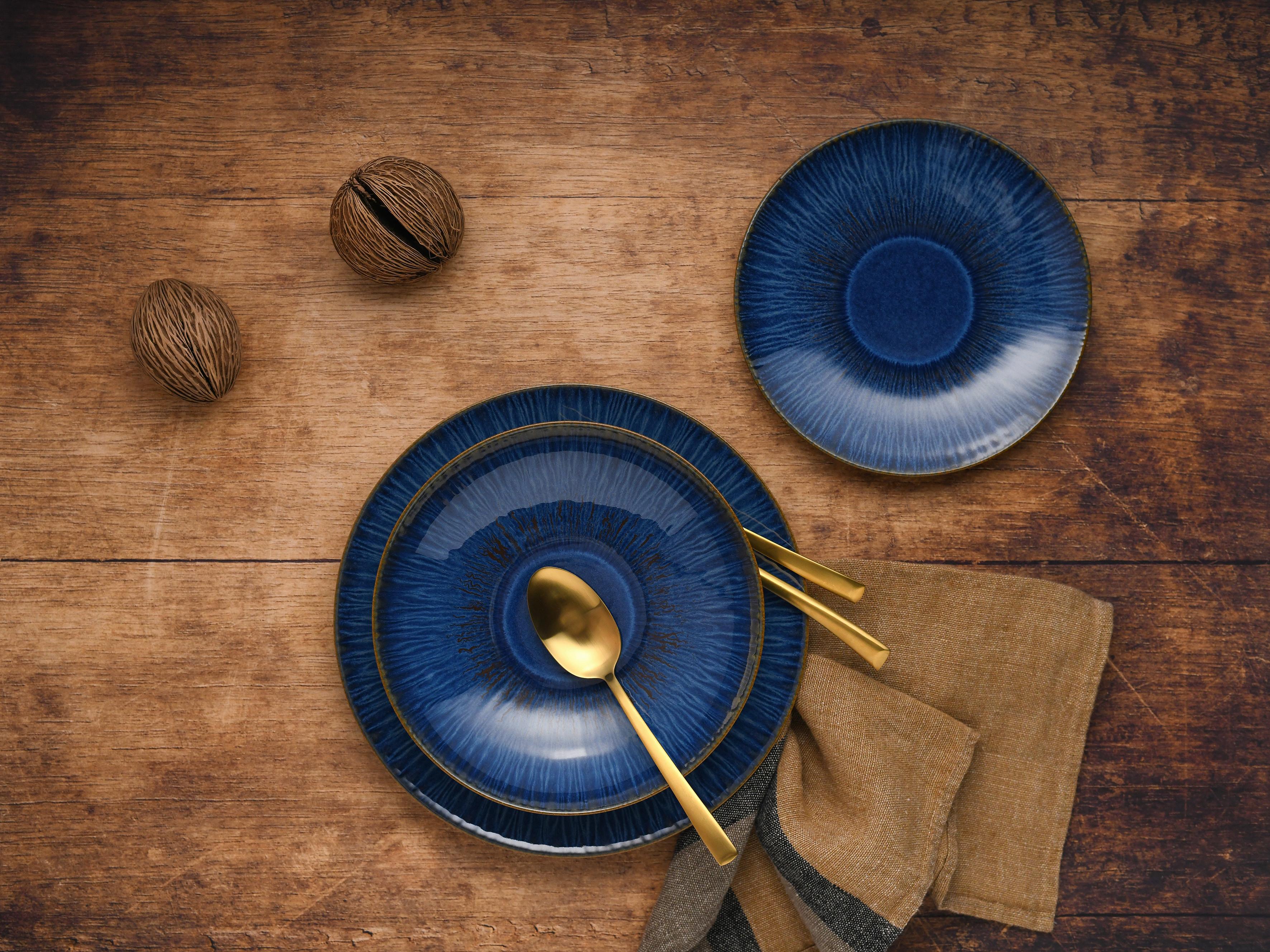 Tafelservice Steingut 4 Personen Geschirr Set - Blau, Basics, Keramik (43/40/37cm) - Creatable