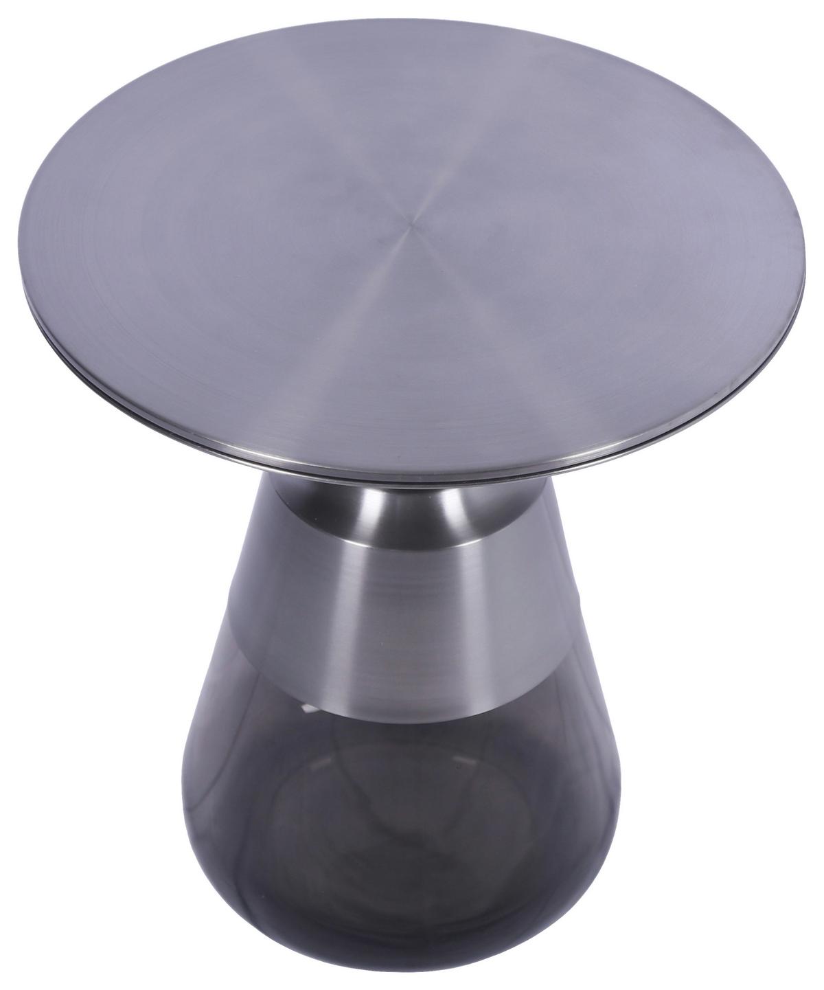 ODKLÁDACÍ STOLEK BAILY -TREND- - šedá/černý chrom, Romantický / Rustikální, kov/sklo (48/54,5/48cm) - Premium Living