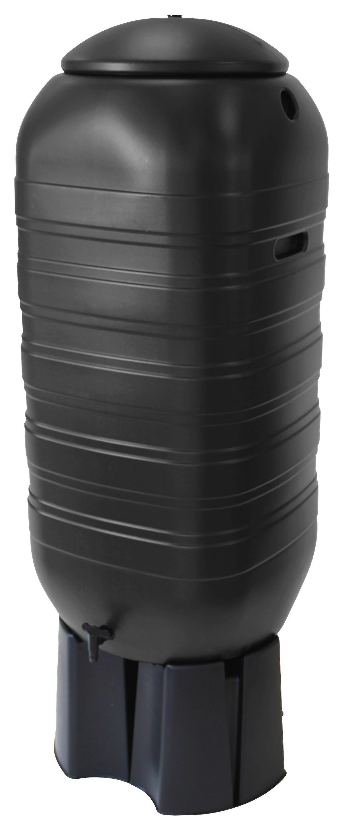 Regentonne Mit Ständer Schwarz 250 L - Schwarz, Basics, Kunststoff (121/52/54cm)