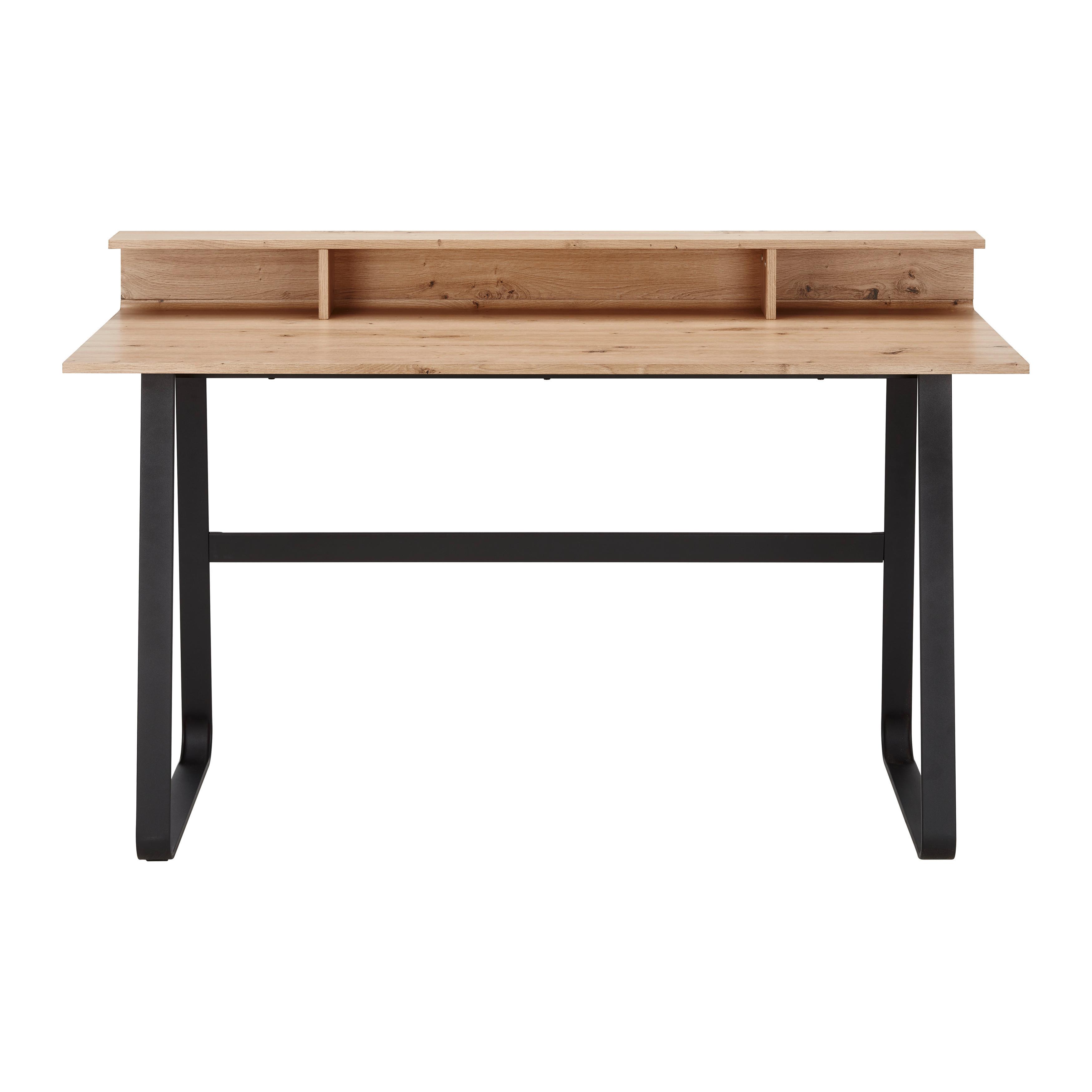 Psací Stůl Fosco 140x60 Cm - černá/barvy dubu, Moderní, kov (60/140/88,5cm) - Bessagi Home