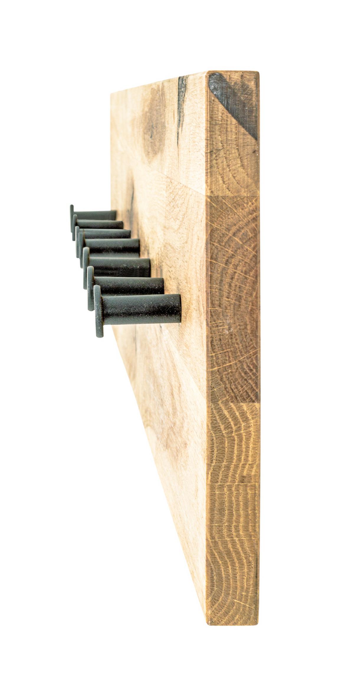 Garderobenpaneel Milano Eichefarben 7 Haken B: 86 Cm - Eichefarben/Schwarz, Basics, Holz/Metall (86/20/6cm)