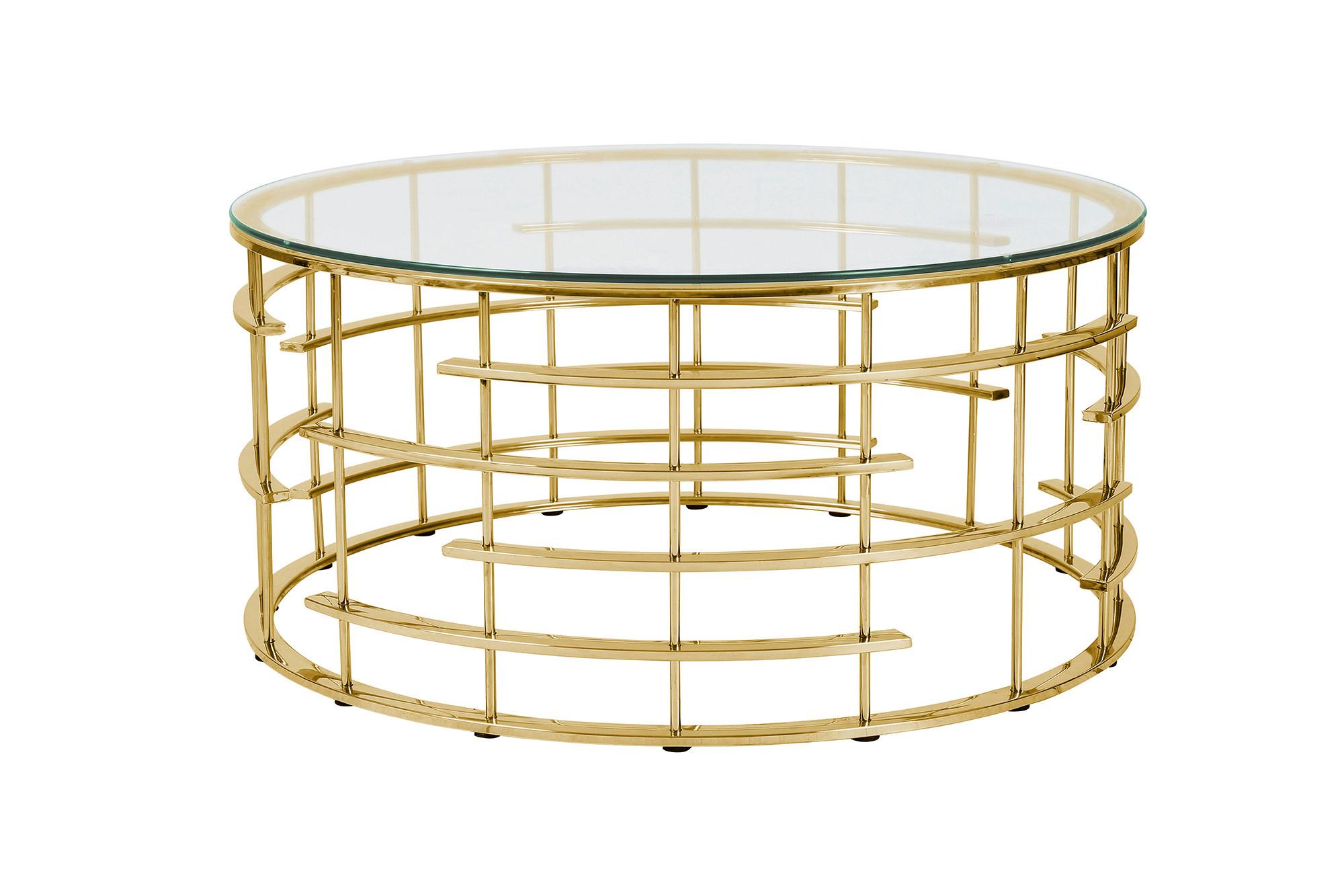 COUCHTISCH Goldfarben L: 90 cm - Goldfarben, Design, Glas/Metall (90/90/42cm) - Livetastic