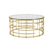 COUCHTISCH Goldfarben L: 90 cm - Goldfarben, Design, Glas/Metall (90/90/42cm) - Livetastic