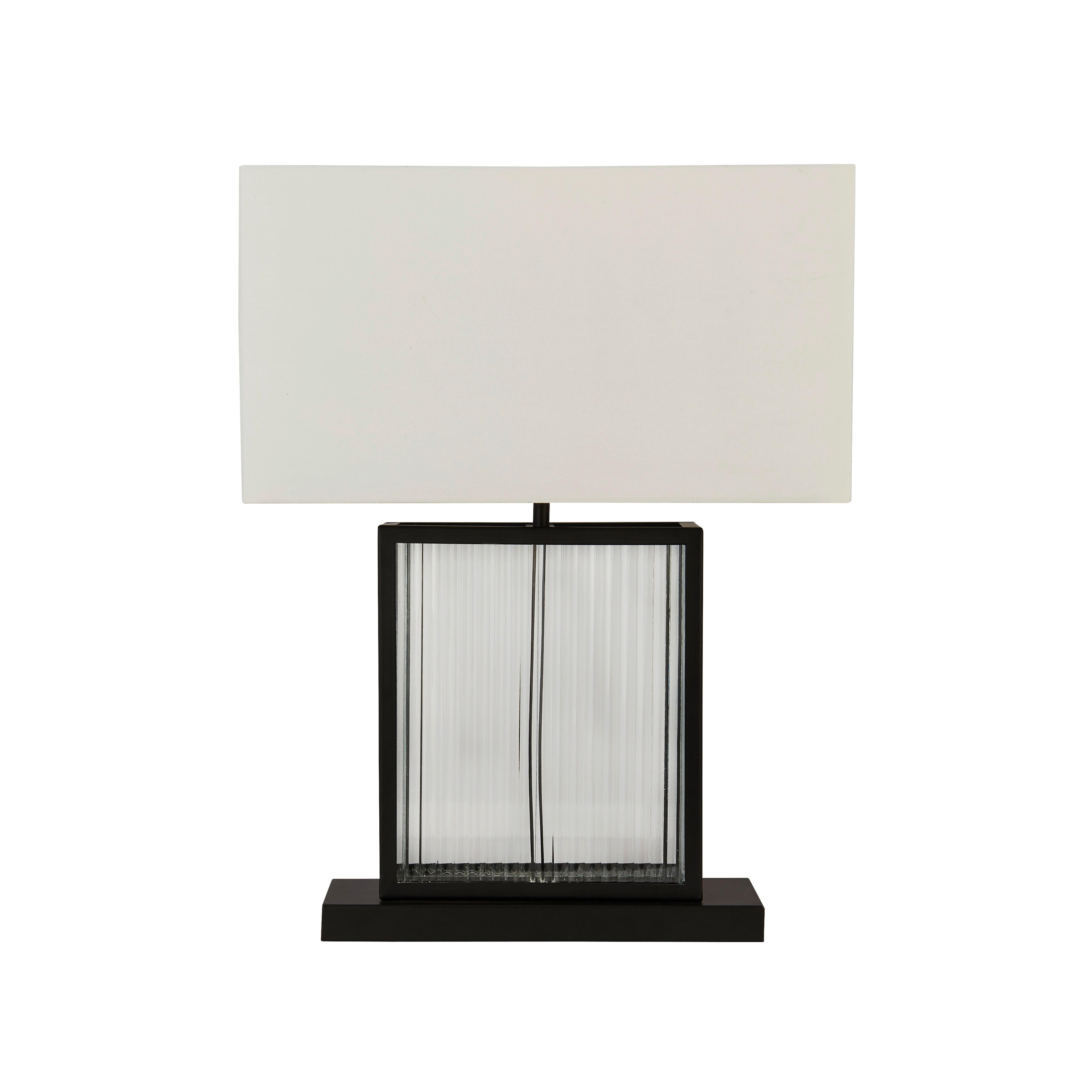 Tischleuchte Eu54210bk Clarendon - Schwarz/Weiß, Design, Glas/Kunststoff (40/53/20cm)