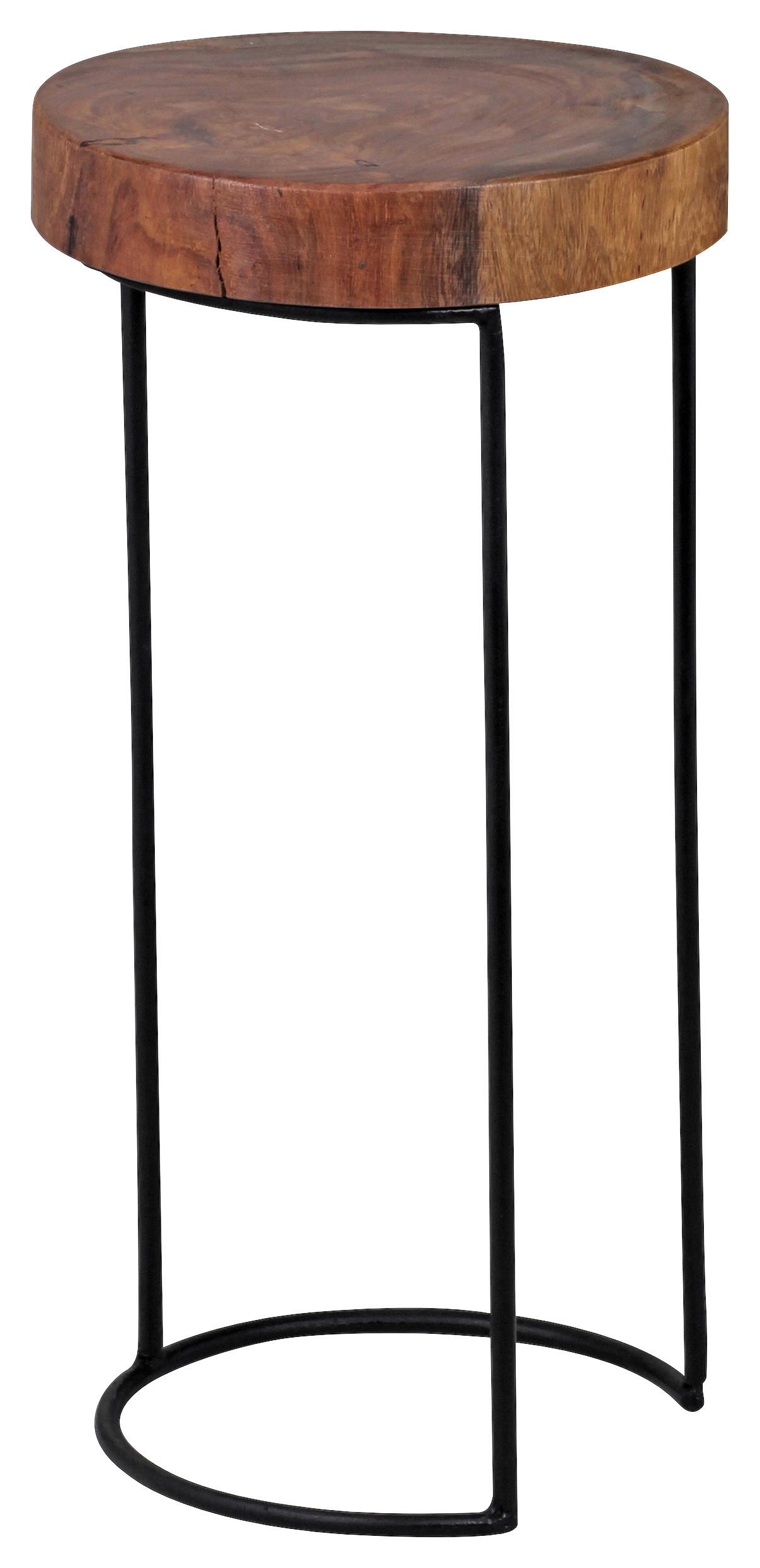 Beistelltisch mit Holzplatte Rund Akola, Sheesham/Schwarz