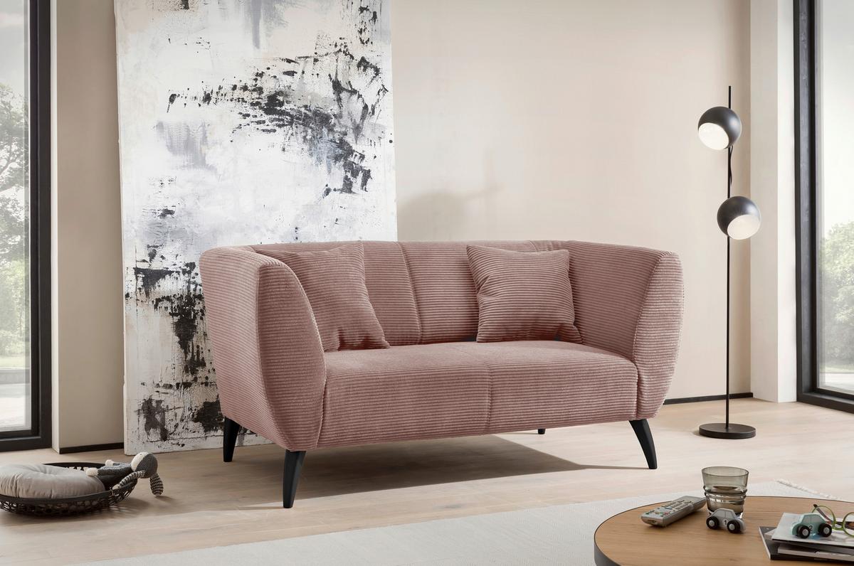 2-sitzer-sofa Colori Rosa Rücken Echt - Schwarz/Rosa, MODERN, Textil (172/83/88cm) - MID.YOU