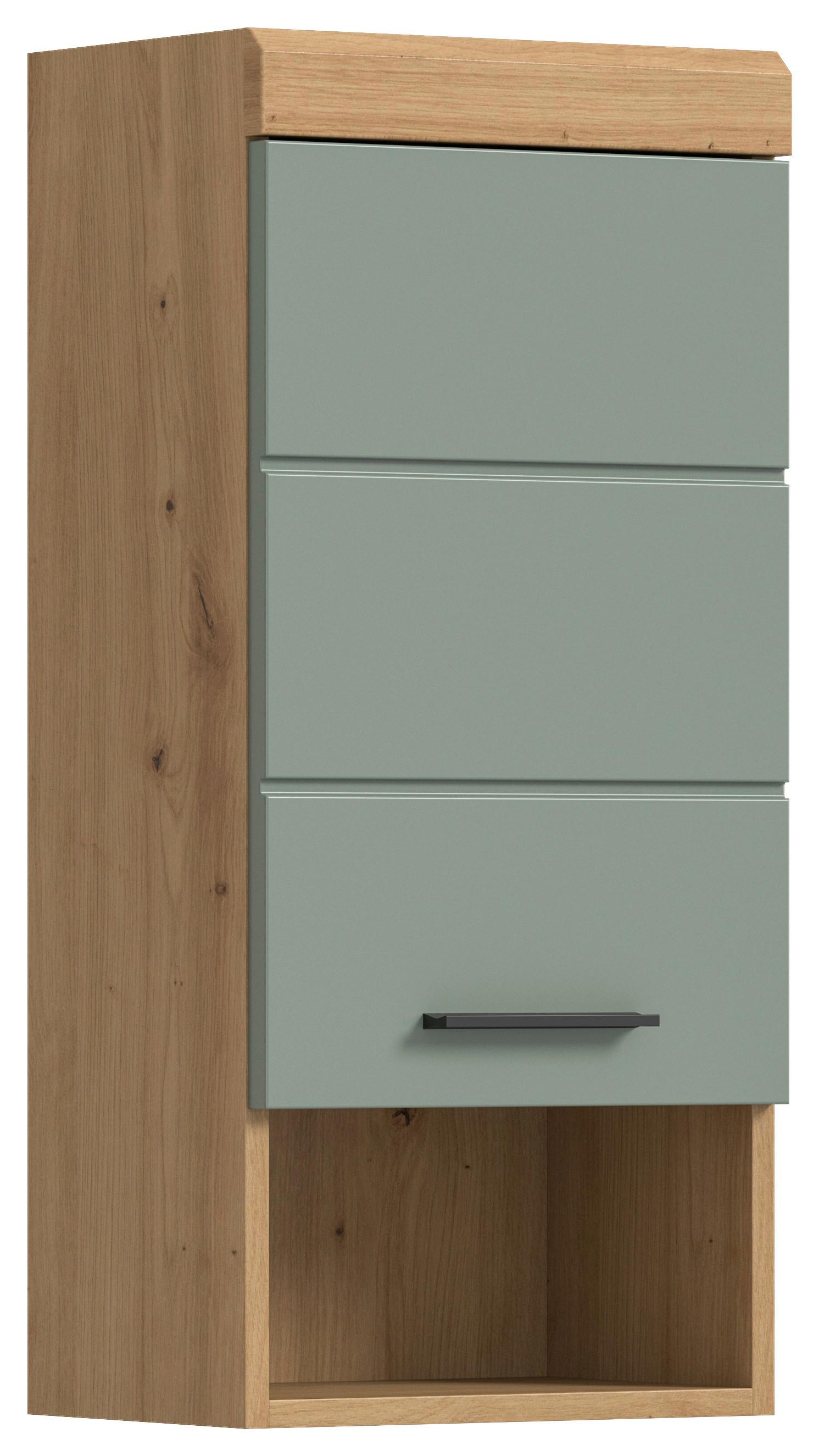 Hängeschrank Scout Eiche Artisan Dekor Salbeigrün - Salbeigrün/Schwarz, MODERN, Holzwerkstoff (37/79/24cm) - MID.YOU