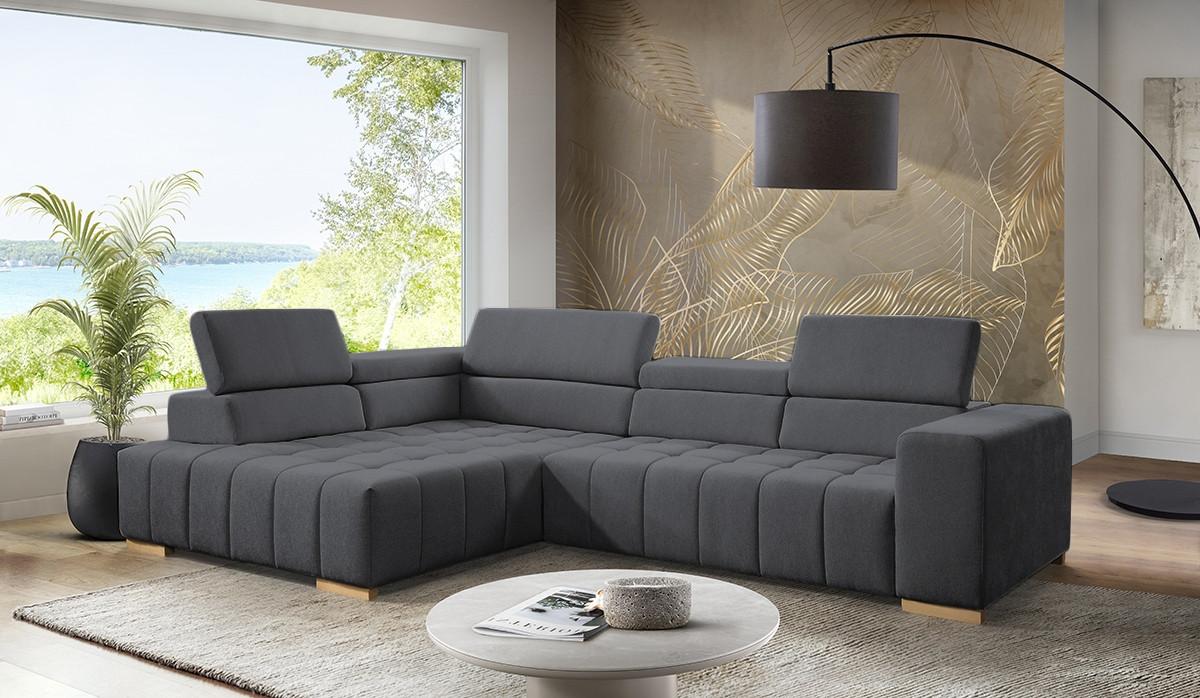 Ecksofa Elias Neu Graphitfarben S: 201x307 Cm - Graphitfarben/Naturfarben, Design, Textil (201/307cm) - Livetastic