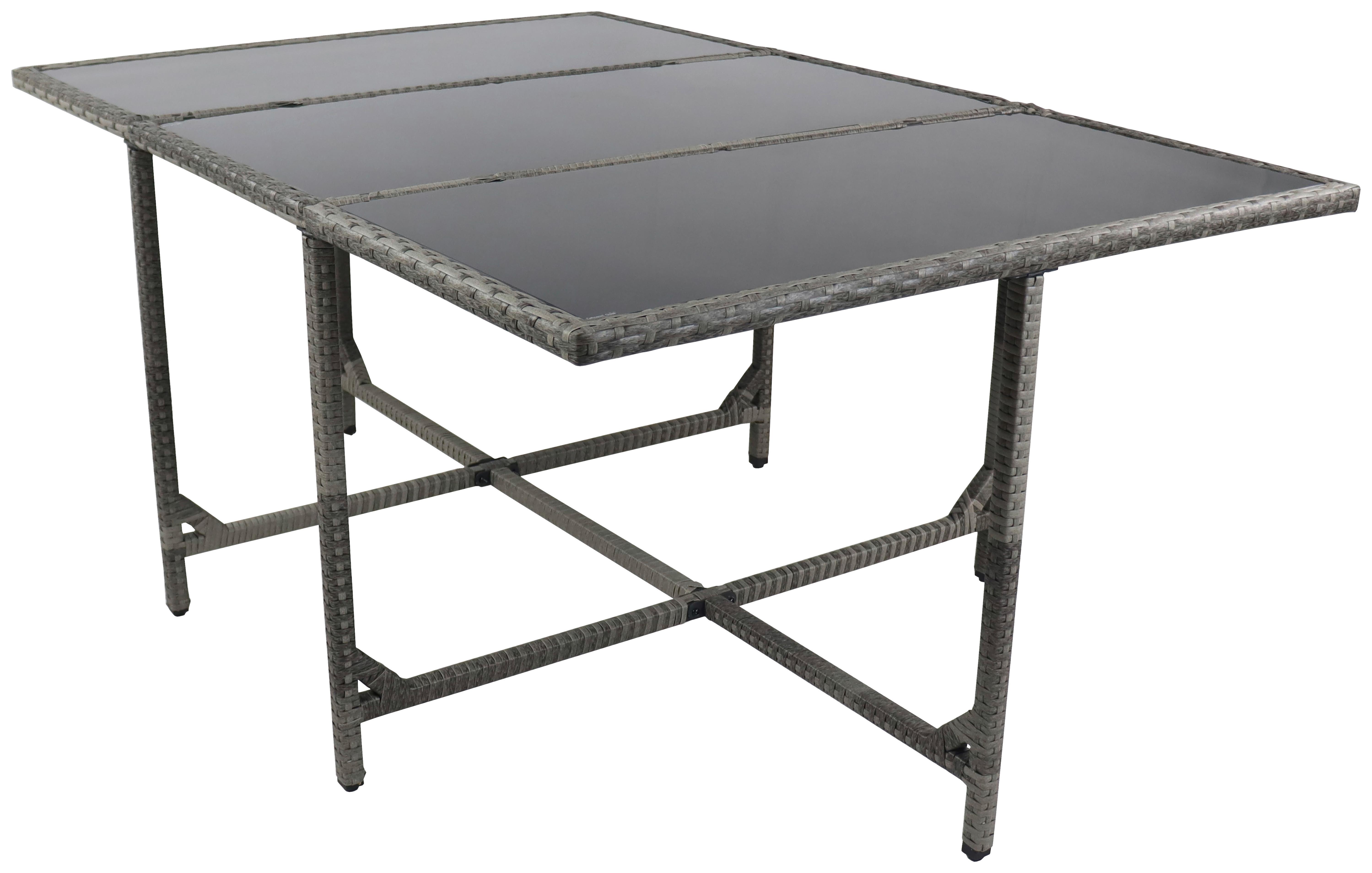 Gartentisch Klappbar Raloso Metall/Kunststoff/Glas L 170cm - Grau, MODERN, Glas/Kunststoff (170/110/72cm) - Ambia Garden