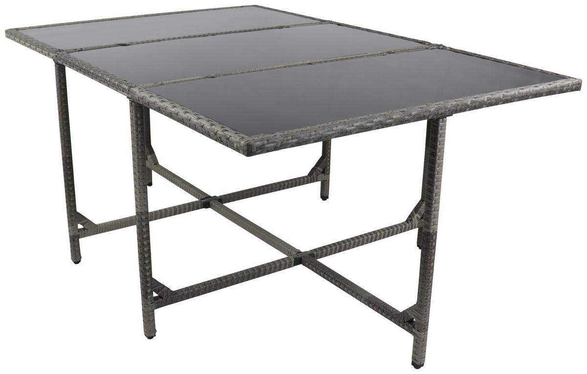 Gartentisch Klappbar Raloso Metall/Kunststoff/Glas L 170cm - Grau, MODERN, Glas/Kunststoff (170/110/72cm) - Ambia Garden