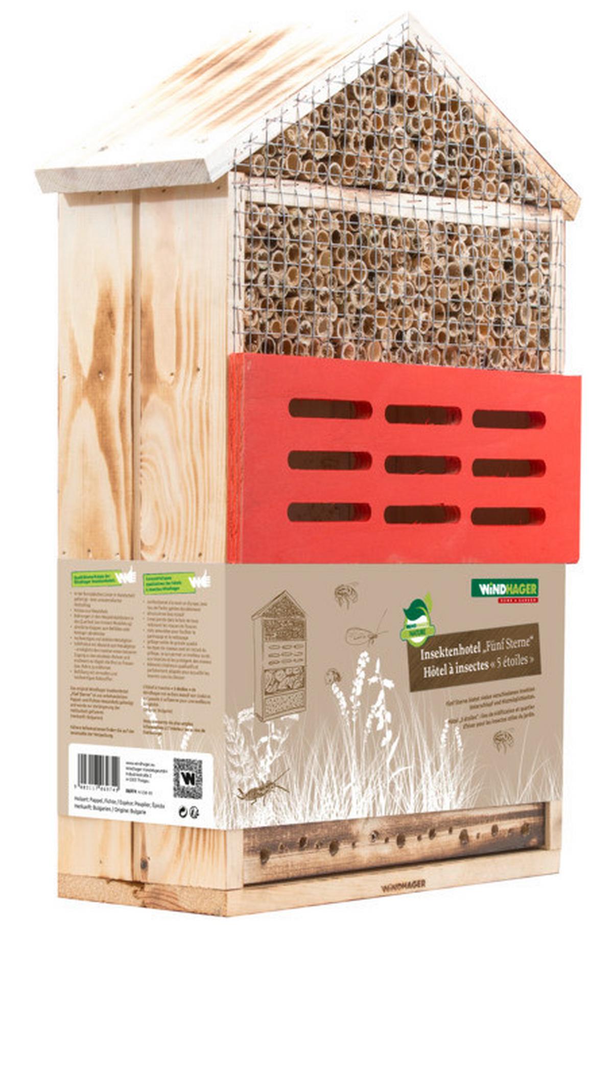 Insektenhotel 5 Sterne - Rot/Naturfarben, Basics, Holz (33,5/49,5/14cm)