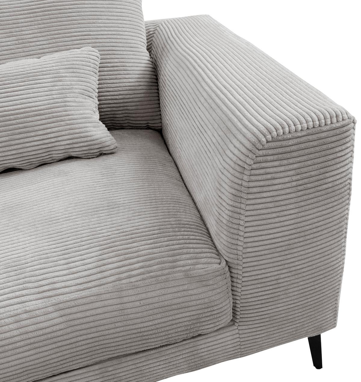 Ecksofa Berlin Cord Hellgrau 172x313 cm - Hellgrau/Schwarz, Design, Textil (172/313cm) - Livetastic