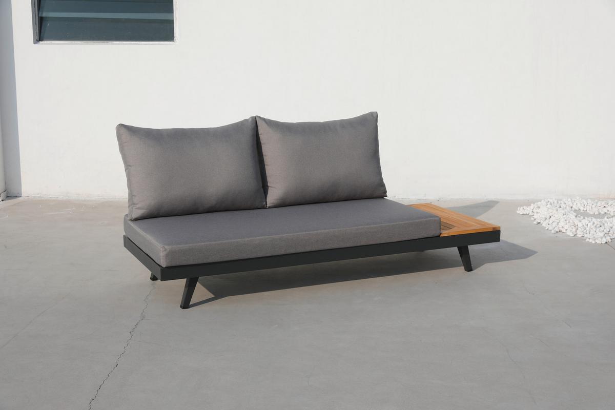 Loungegarnitur 3-Tlg. Naxos Holz/Metall/Textil mit Kissen - Anthrazit/Silberfarben, Basics, Holz/Textil (175/175cm) - Gardenson