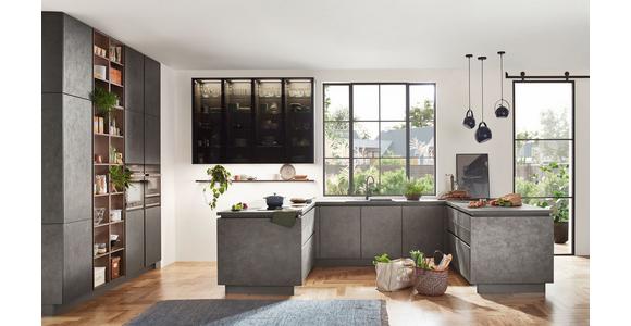 Einbauküche Riga Frei Planbar Modern, Grifflos - Eichefarben/Anthrazit, MODERN, Holzwerkstoff - Vertico