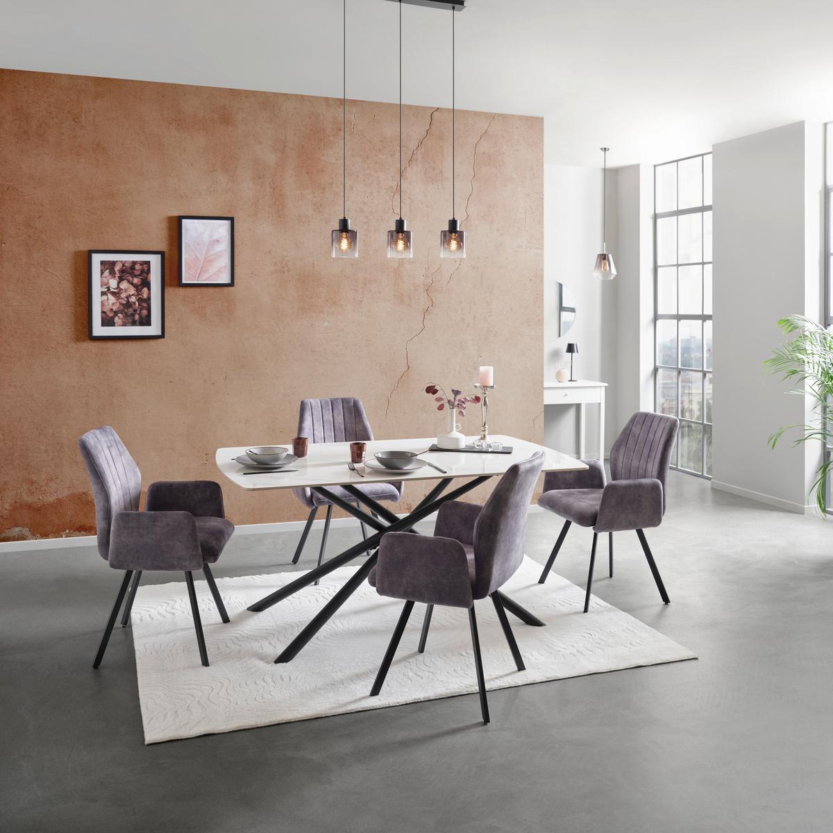 Étkezőasztal Mailand - fekete/fehér, Trend, fém/kerámia (160/75/90cm) - Nedis SmartLife