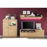 Wohnkombination 3-Tlg. Sena Eichefarben - Eichefarben, Design, Glas/Holz (300/176/51cm) - Livetastic