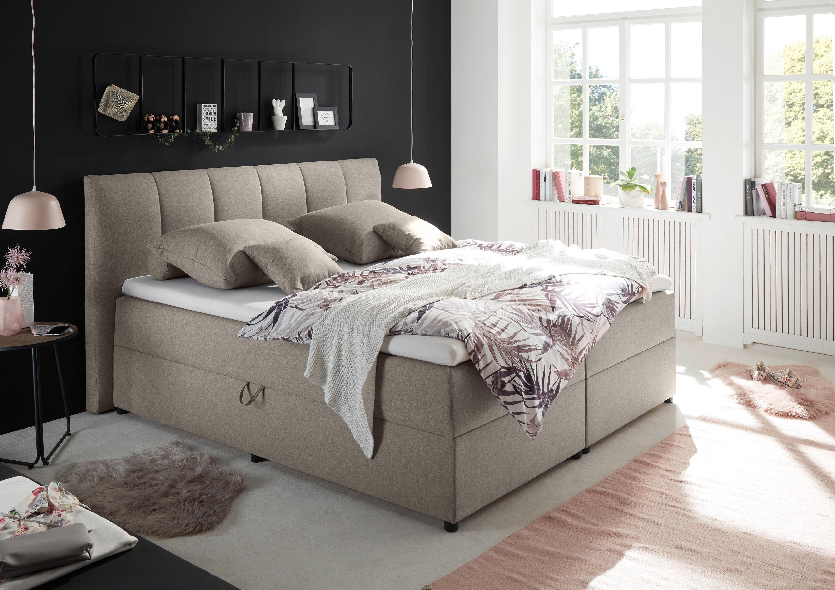 Boxspring posteľ GRANADA hnedá 180x200 cm - čierna/bahenná hnedá, Basics, textil/plast (180/200cm) - MID.YOU