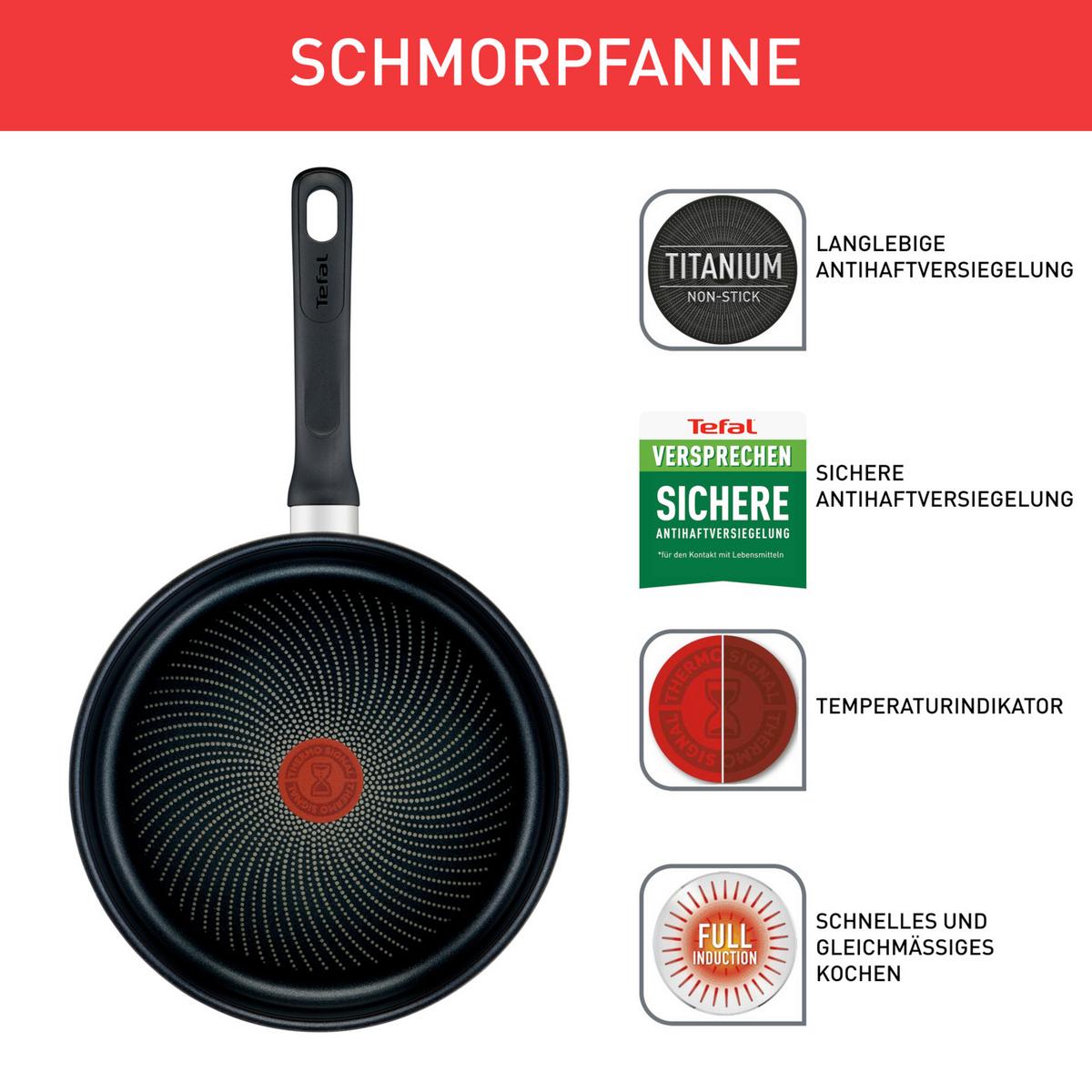 Schmorpfanne Duetto Bakelite - Edelstahlfarben, Basics, Metall (24cm) - Tefal