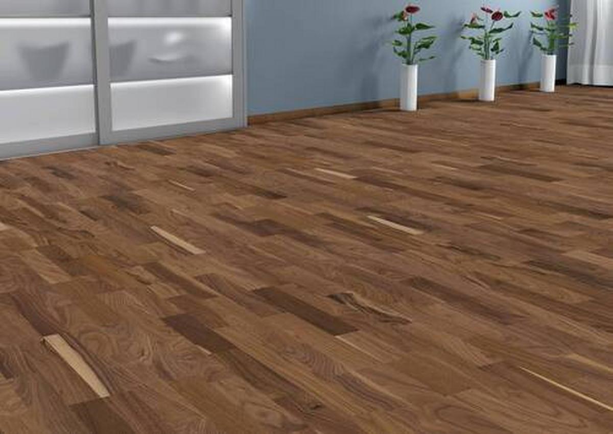 Parkettboden Nussbaum Schiffsboden Stärke 12mm - Nussbaumfarben, Basics, Holzwerkstoff (18/108.5cm) - Living by HARO