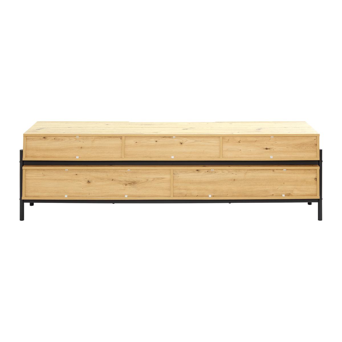 TV diel JASMINA farby dubu - čierna/farba duba, Modern, kov/drevo (175/54/41,5cm) - Bessagi Home