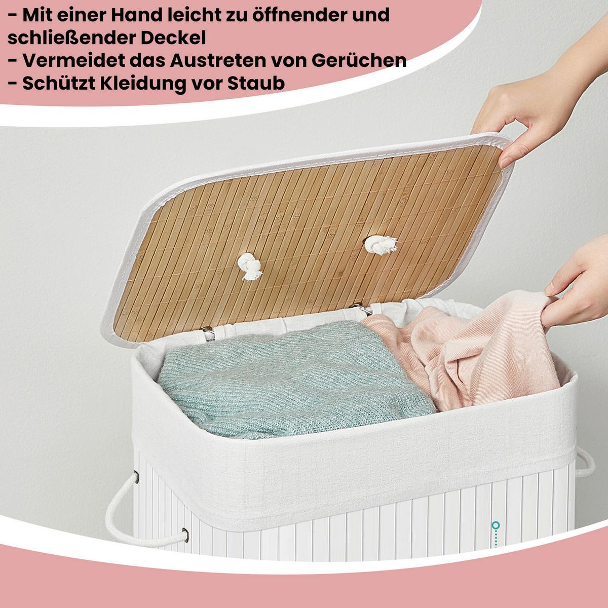 Wäschekorb Weiß B: 40 Cm - Weiß, Basics, Naturmaterialien/Textil (40/60/30cm)