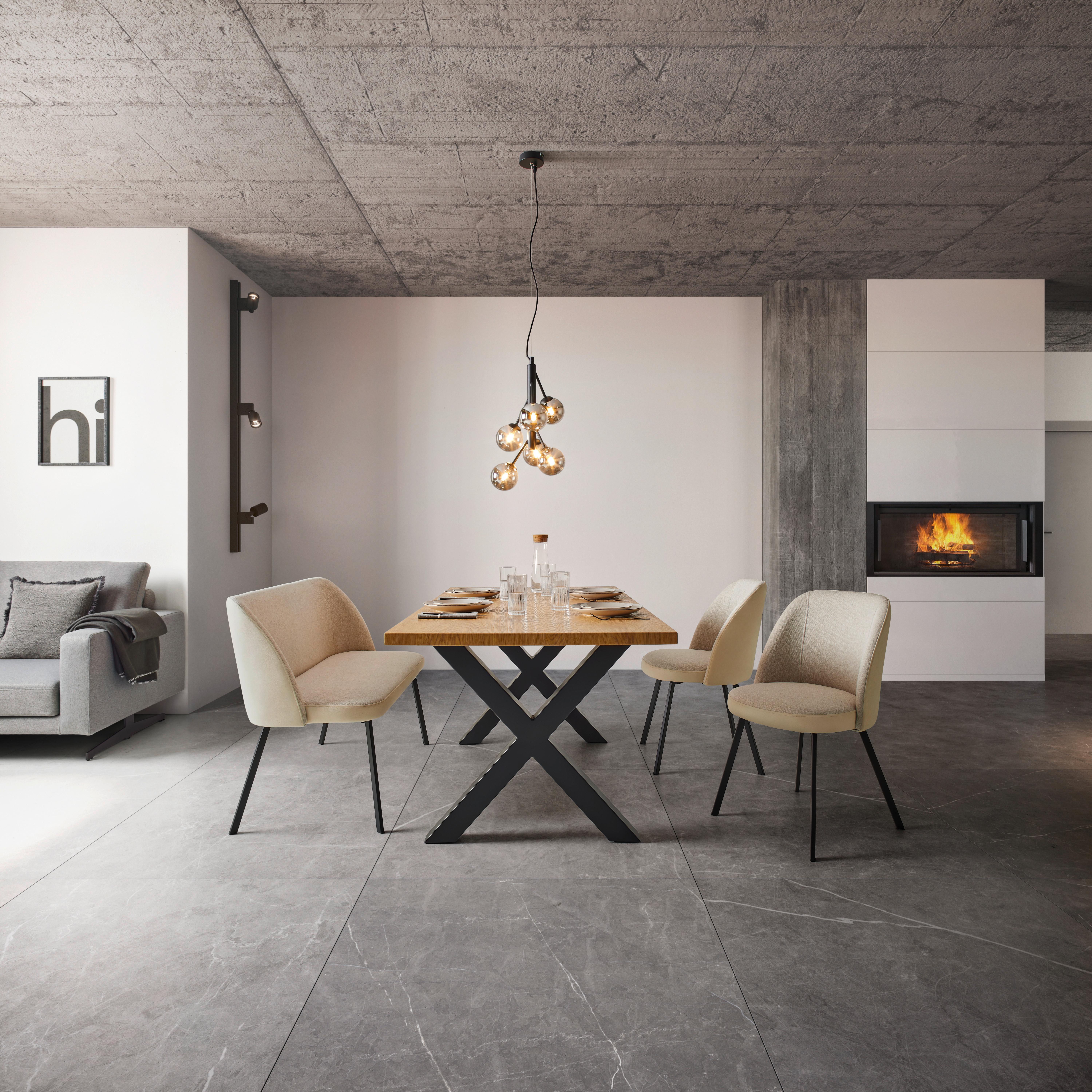 Jedálenský stôl GIONA 180x90 cm - čierna/farba jaseňa, Modern, kov/kompozitné drevo (180/76/90cm) - Bessagi Home