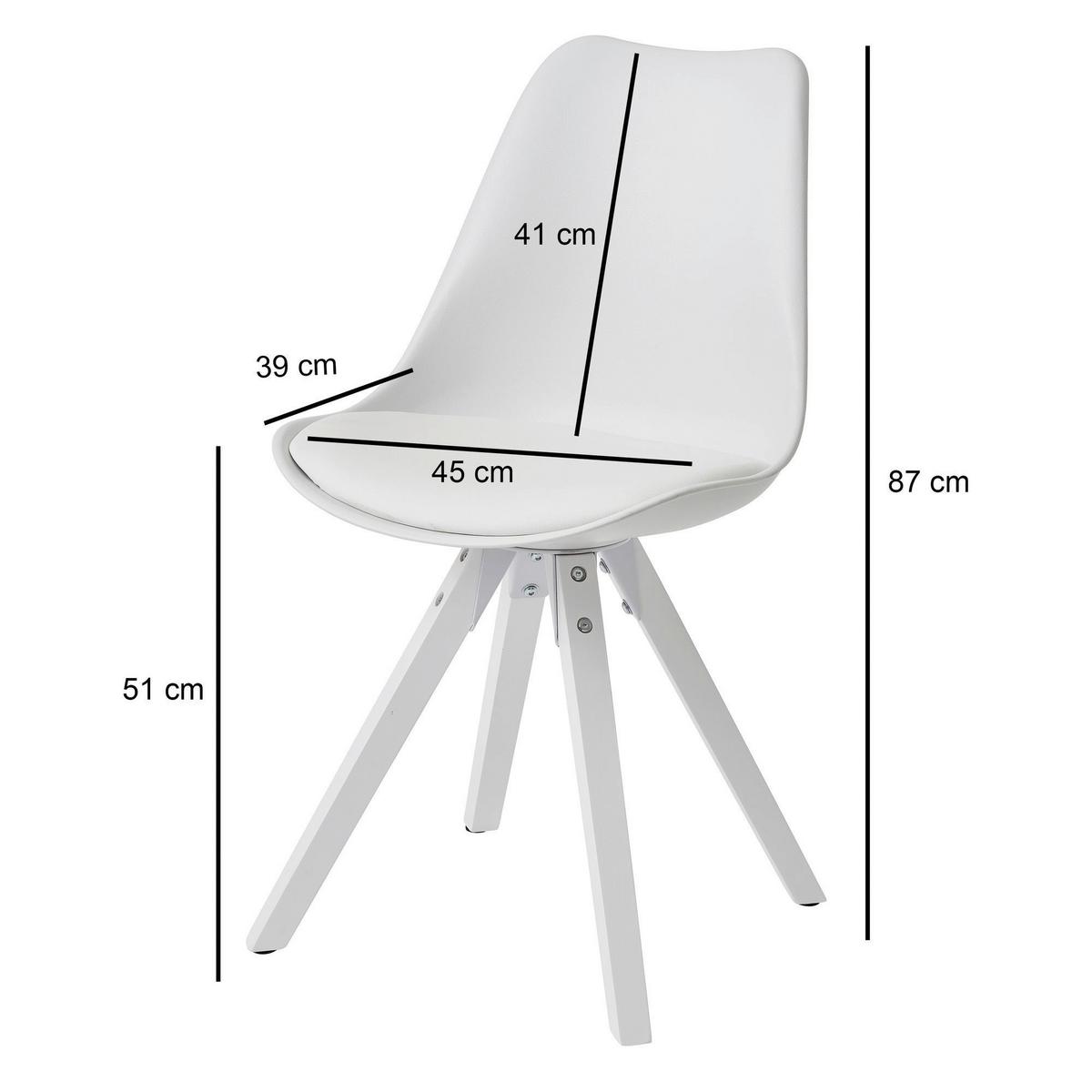 Stuhl-set Wohnling B: 49 Cm Weiß - Weiß, MODERN, Holz/Kunststoff (49/87/52cm) - MID.YOU