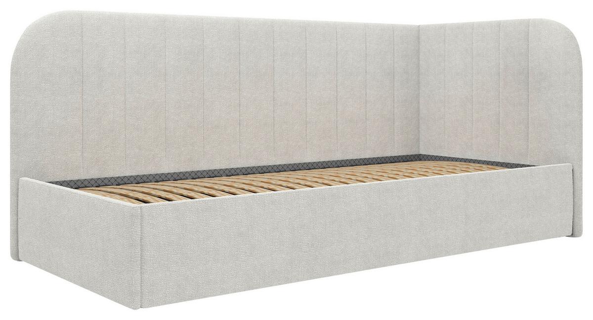 Polsterbett Millow Rechts Beige Lf: 90x200 cm - Beige/Schwarz, MODERN, Holz/Holzwerkstoff (90/200cm) - MID.YOU