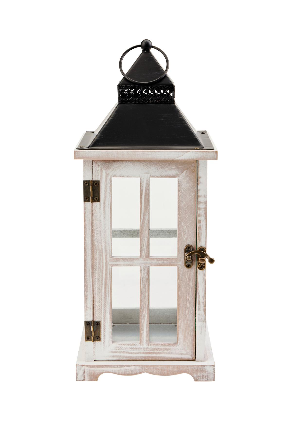 Laterne Lina - Schwarz/Naturfarben, KONVENTIONELL, Glas/Holz (15/15/38cm) - Luca Bessoni