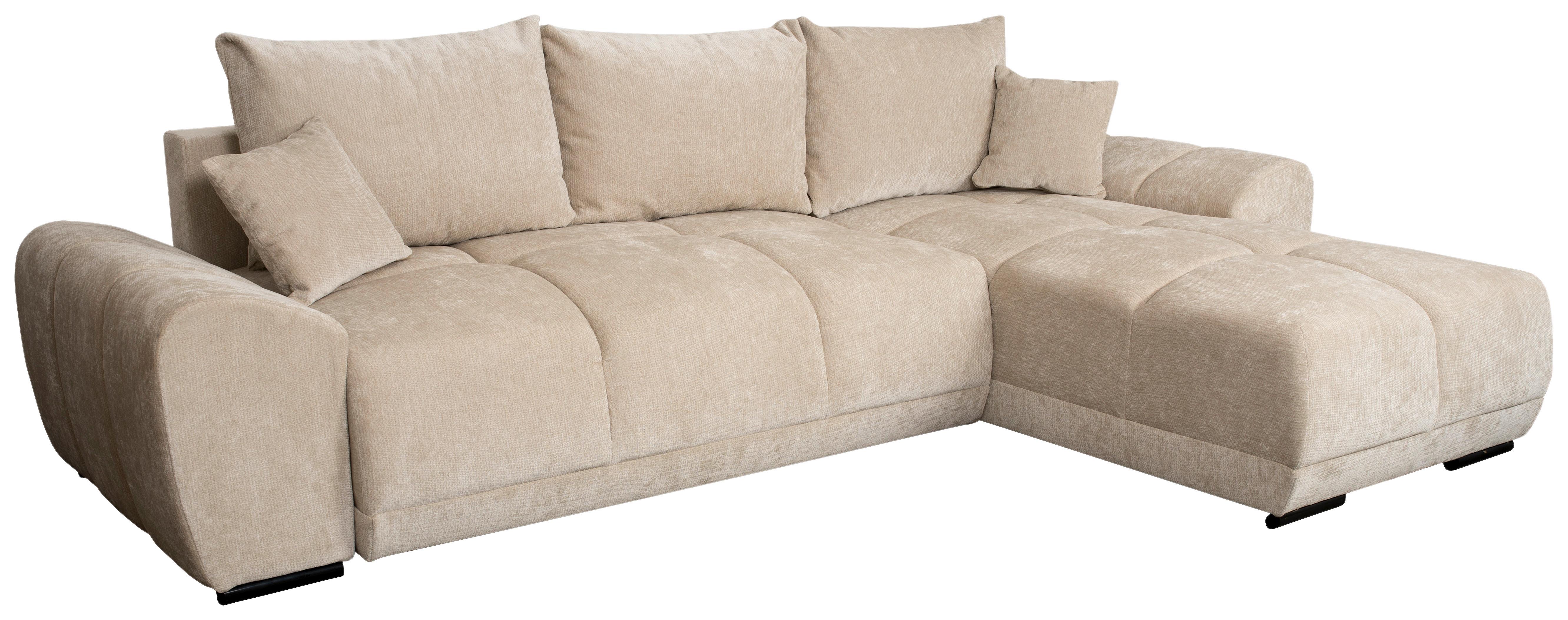 Rohová sedačka BONN, oboustranná, béžová žinylka - černá/béžová, Moderní, textil/plast (296/182cm)