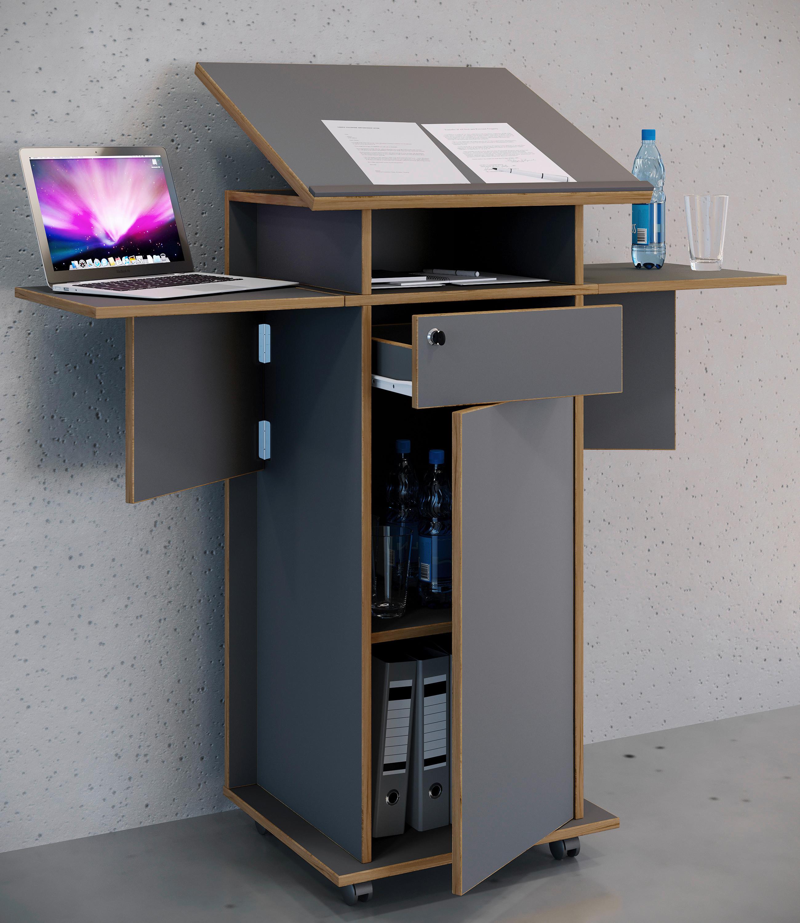 Stehpult Salia Anthrazit, Honigeiche B:123 cm - Honigeiche/Anthrazit, Design, Holzwerkstoff (123/128/44cm) - MID.YOU