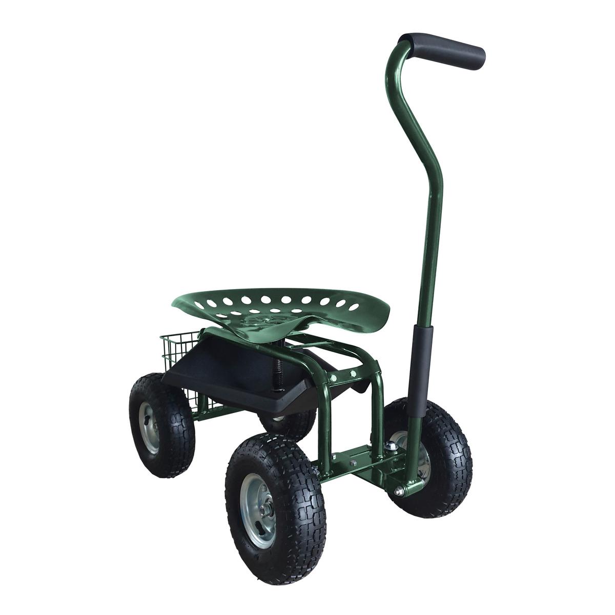Gartengerätewagen Mit Sitz Grün - Dunkelgrün, Basics, Kunststoff/Metall (81/45/86cm) - Ambia Garden