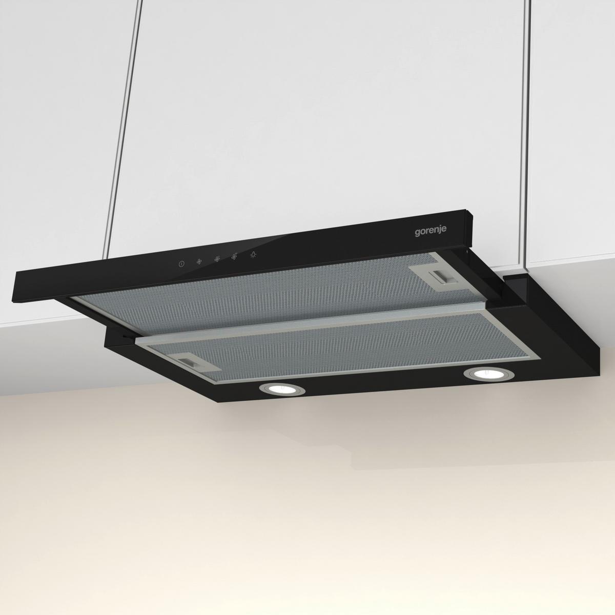 Flachschirmhaube Th64e3bg Schwarz B: 60 Cm, Led - Schwarz, Basics (60/17/30,6cm)