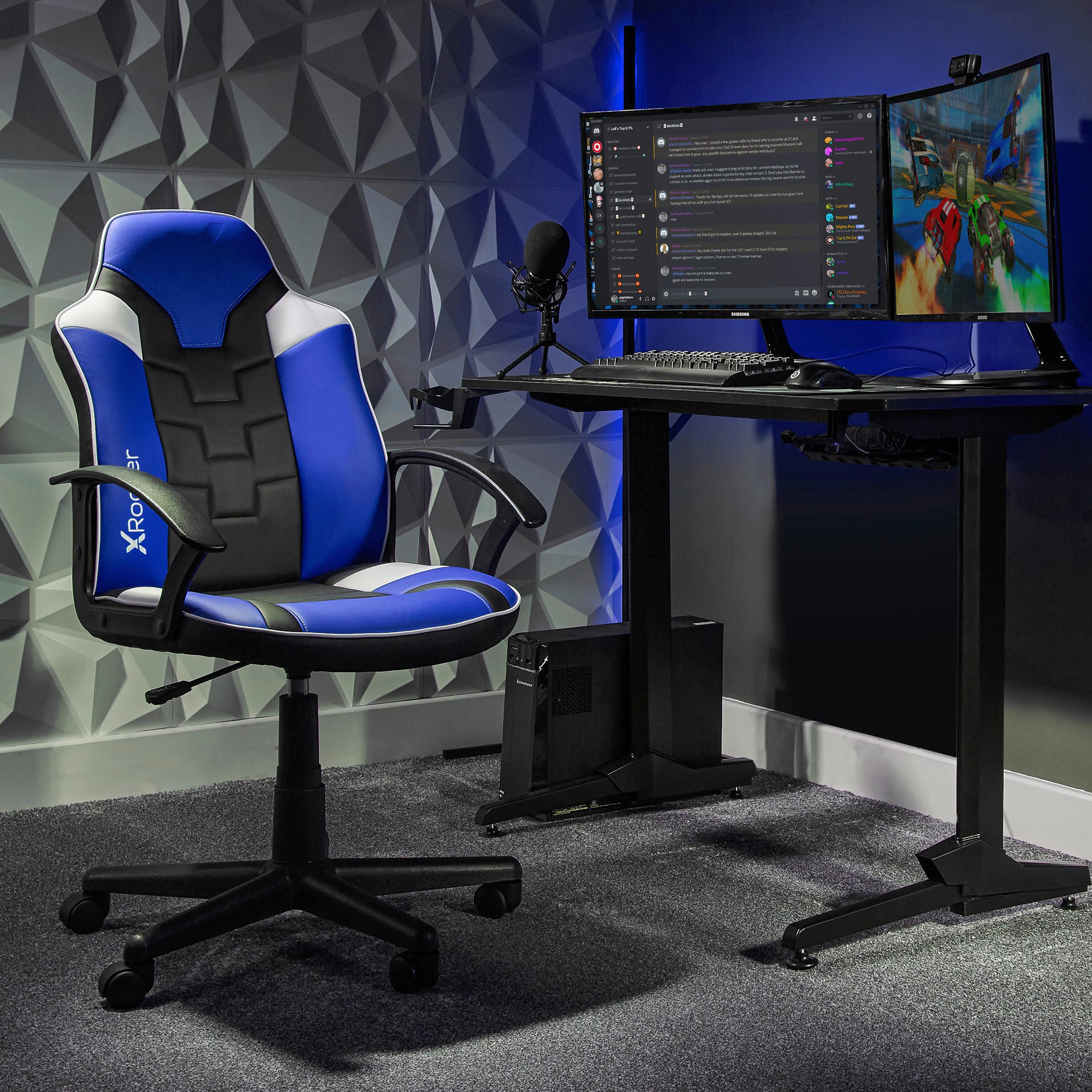 Gamingstuhl Saturn - Blau/Schwarz, MODERN, Textil (57,5/107,5/44cm) - X Rocker