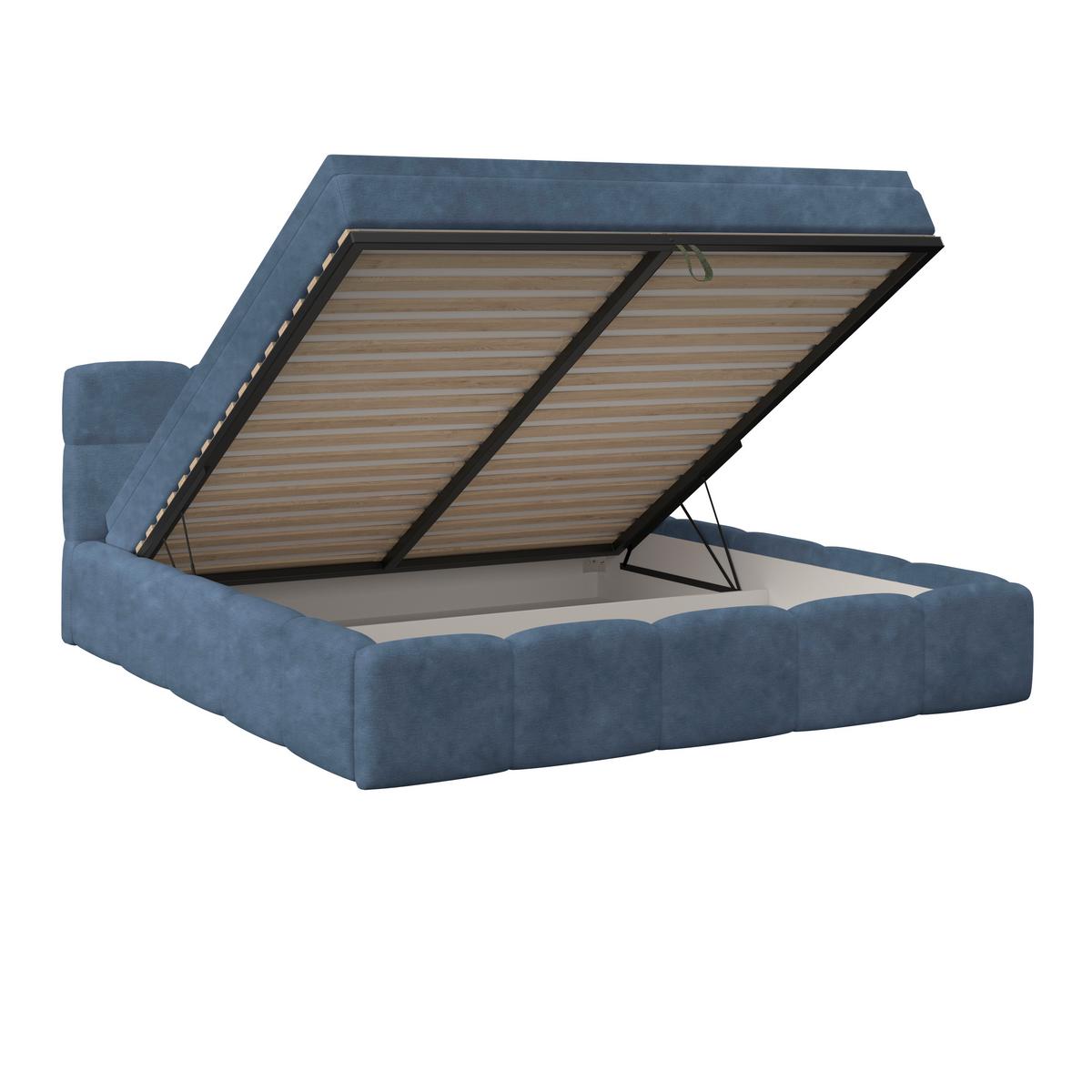 Polsterbett Noe Blau 180x200 cm - Blau/Schwarz, Trend, Textil/Metall (180/200cm)