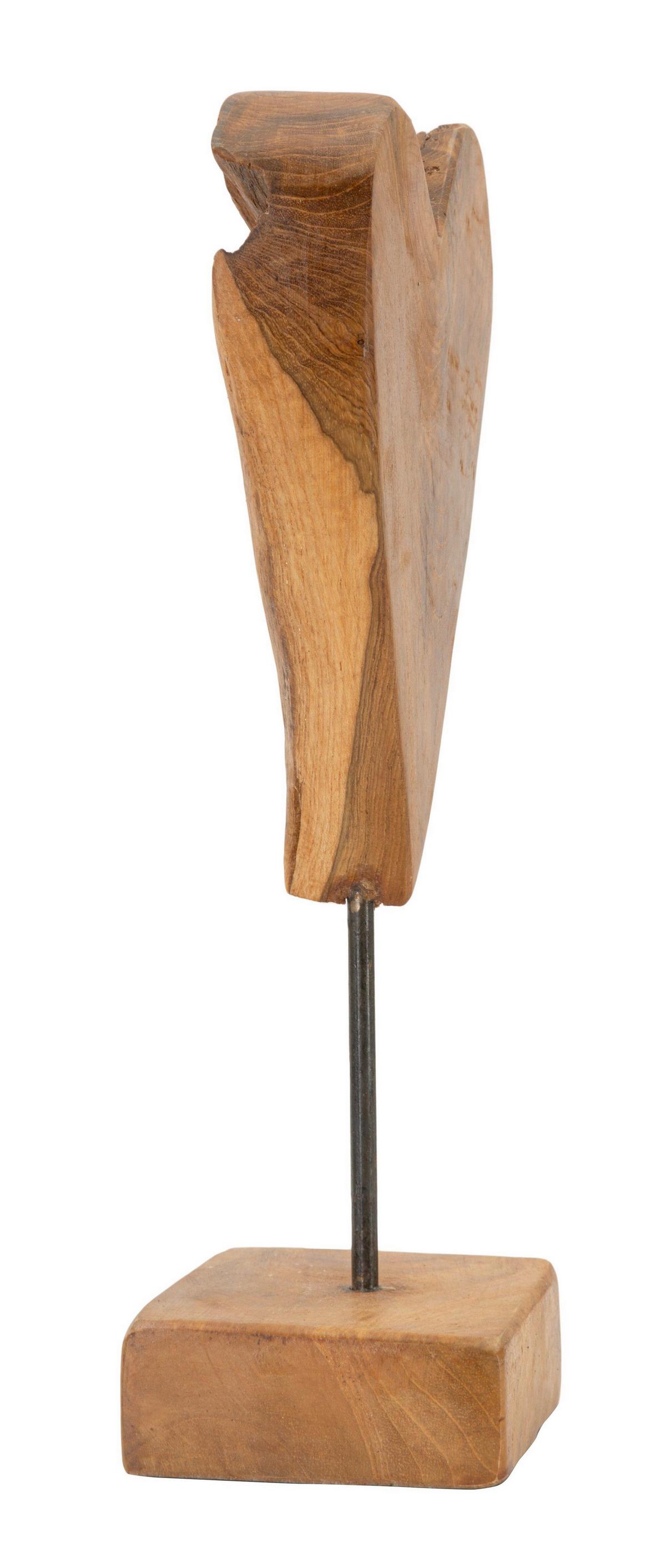Skulptur Heart Teak Braun, B: 15 cm - Braun, Basics, Holz (15/35/10cm)