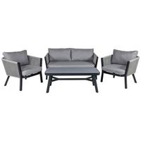 Loungegarnitur Virya - Schwarz/Grau, KONVENTIONELL, Textil/Metall - Gardenson