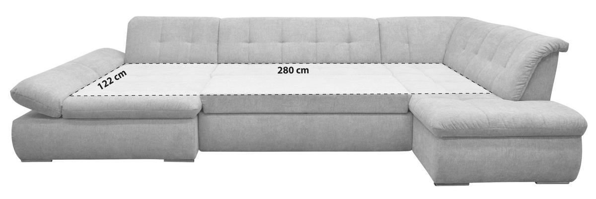 Wohnlandschaft Moric Mit Schlaffunktion Dunkelblau - Chromfarben/Dunkelblau, KONVENTIONELL, Textil (172/353/216cm) - MID.YOU