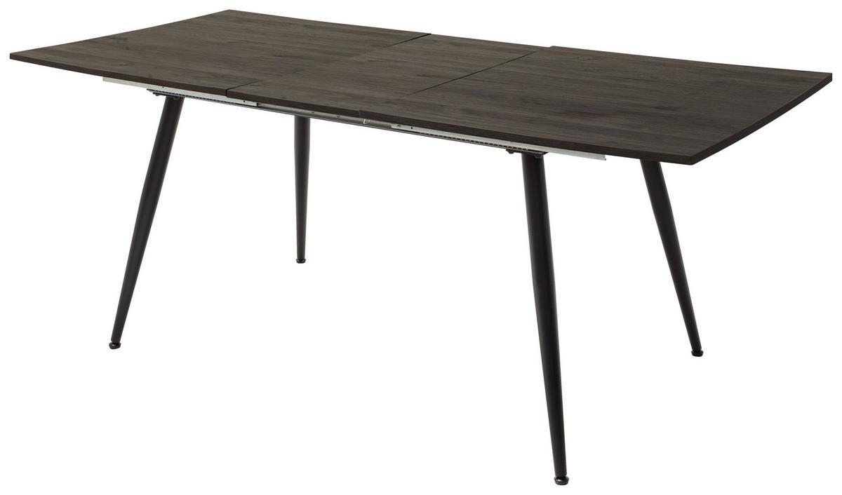 Esstisch Ausziehbar Barbuda Lxb: 160x90cm Nachteiche Dekor - Eichefarben/Schwarz, MODERN, Holzwerkstoff/Metall (160-200/90/76cm) - MID.YOU