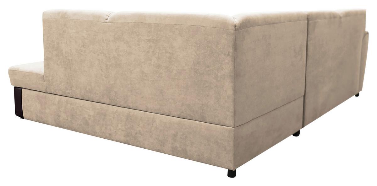 Ecksofa mit Bettkasten Doris Rücken Echt Braun/Beige - Dunkelbraun/Beige, Design, Textil (255/196cm) - MID.YOU