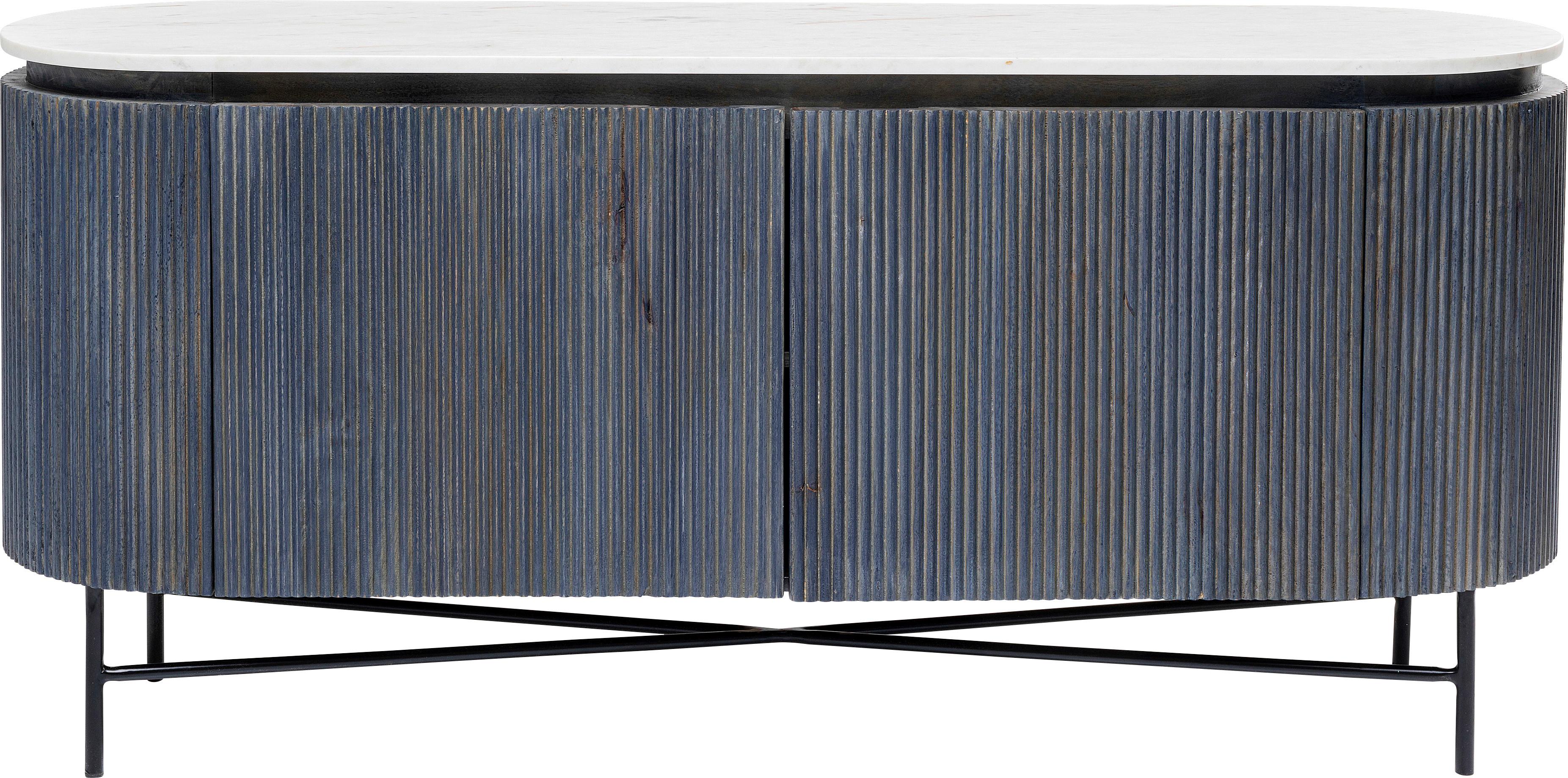 Sideboard 160 cm Mangoholz Anthrazit Marmor/Weiß - Anthrazit/Schwarz, Trend, Holz/Holzwerkstoff (160/75/45cm) - Kare-Design