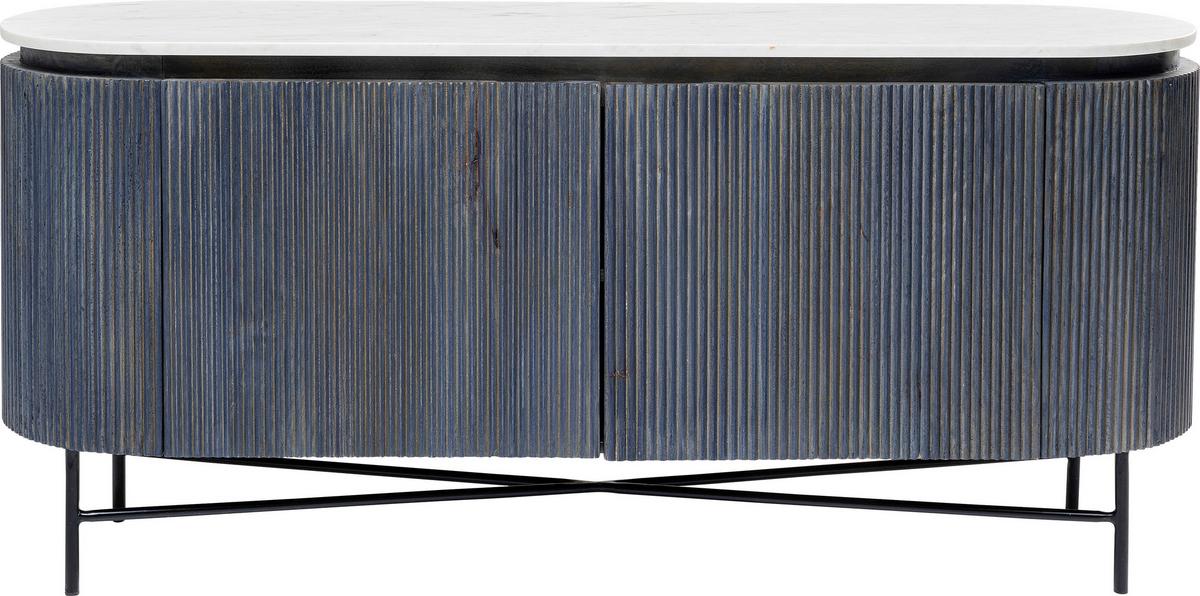 Sideboard 160 Cm Mangoholz Anthrazit Marmor/weiß - Anthrazit/Schwarz, Trend, Holz/Holzwerkstoff (160/75/45cm) - Kare-Design