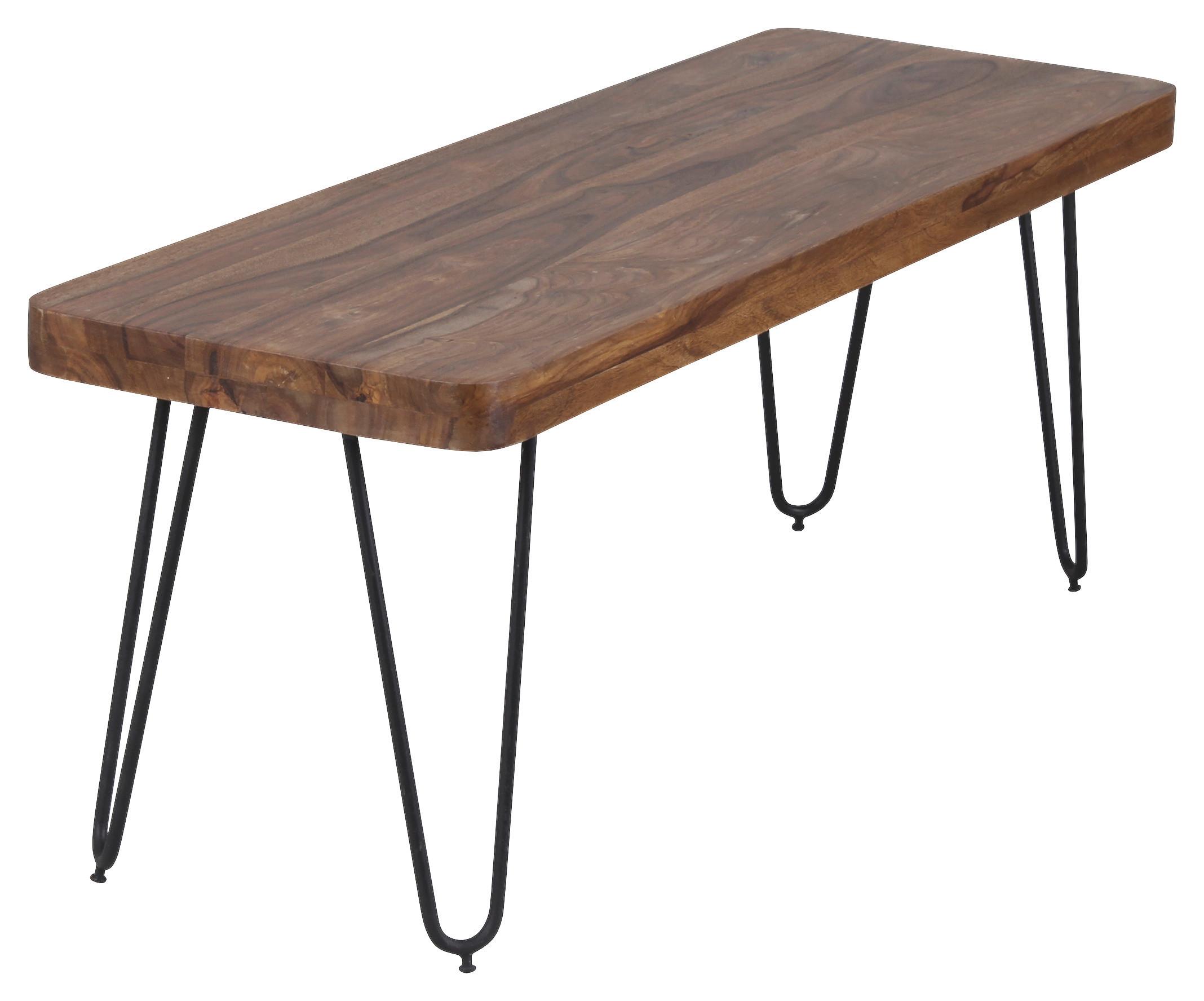Lavice z masivního dřeva Bagli  120 cm - černá/barvy sheesham, Moderní, kov/dřevo (120/45/40cm) - MID.YOU