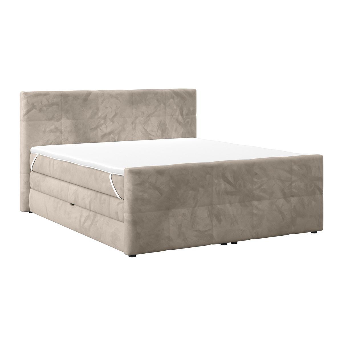 Boxspringbett mit Topper und Bettkasten 160x200 cm Medino - Taupe, KONVENTIONELL, Holz/Holzwerkstoff (160/200cm) - Luca Bessoni