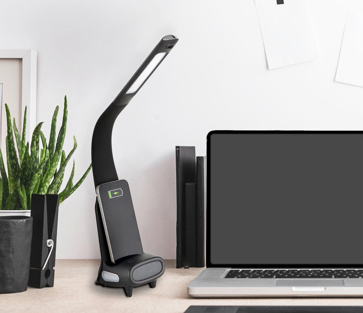 Led-tischleuchte Touchdimmer - Chromfarben/Schwarz, Design, Kunststoff (25/10/50cm) - Globo